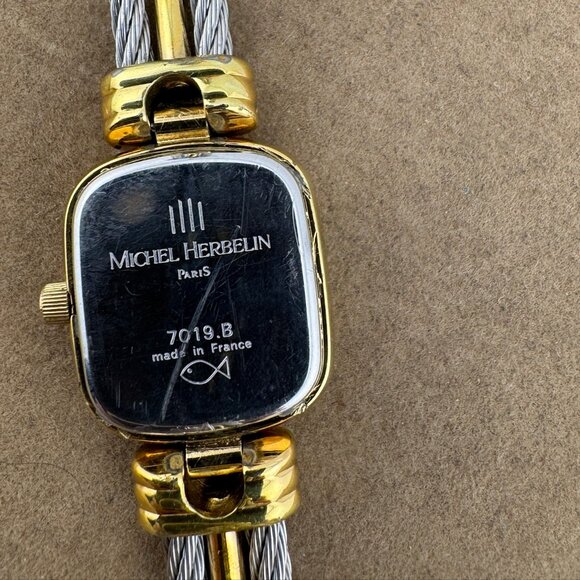 Vintage Michel Herbelin Paris 2 Tone with Stainless Steel Cable European Brand - Picture 7 of 9